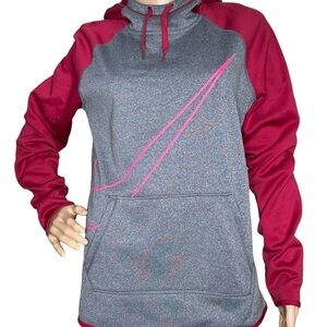Nike Dri-Fit gray and red swoosh hoodie, medium